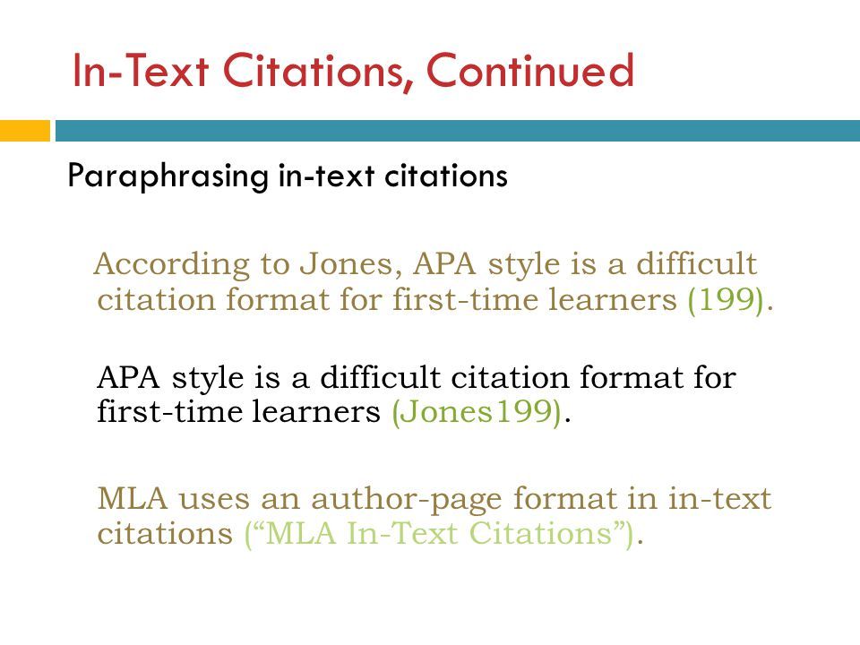 paraphrase citation example mla